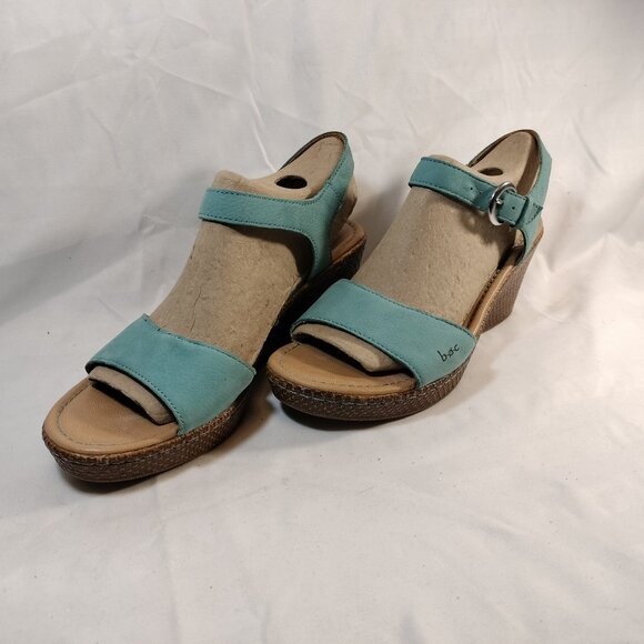 BOC Turquoise Leather Wedge Sandals - Picture 4 of 7
